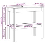 vidaXL Table console avec étagère Brun Ciré 80 x 40 x 75 cm Pin massif