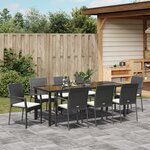 vidaXL Ensemble de dîner de jardin 9 pièces avec coussins Noir Poly Rattan