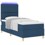 vidaXL Lit à ressort LED avec matelas Bleu 100 x 200 cm tissu
