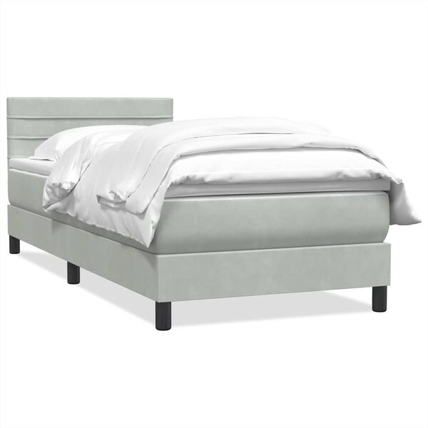 vidaXL Sommier à lattes de lit et matelas gris clair 90x210 cm velours