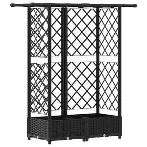 vidaXL Lit Élevé avec Treillis et Toit Noir 124 x 40 x 121 cm PP