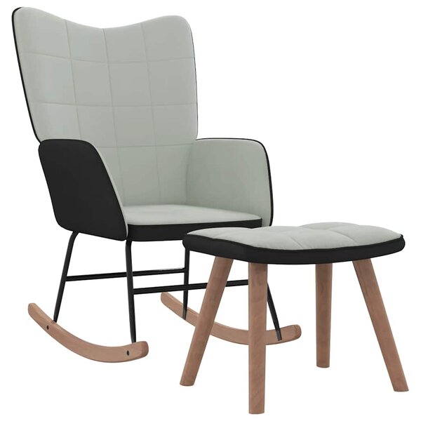 vidaXL Chaise à bascule avec repose-pied Gris clair Velours et PVC