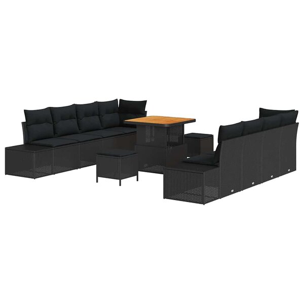 vidaXL Ensemble de canapé de jardin 11 Pièces Noir 80 x 80 x 71 cm