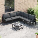 vidaXL Ensemble de canapé de jardin avec coussin 6 Pièces Noir Acier