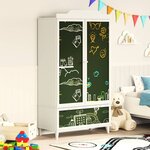 vidaXL Armoire Tableau Noir avec tiroir Blanc Bois d'ingénierie