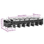 vidaXL Ensemble à manger de jardin 17 Pièces coussins noir résine tressée