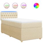 vidaXL Sommier à lattes de lit avec matelas Crème 100x200 cm Tissu