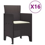 vidaXL Ensemble de salle à manger de jardin avec coussins 17 Pièces