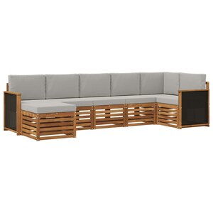 vidaXL Ensemble de canapés d'extérieur 6 pc Naturel et gris clair