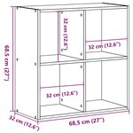 vidaXL Bibliothèque Chêne noir 68 5 x 32 x 68 5 cm Bois d'ingénierie
