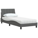 vidaXL Lit avec matelas Hanko gris foncé 90x190 cm tissu