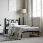 vidaXL Cadre de lit métal sans matelas avec tête de lit noir 90x200 cm