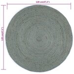 vidaXL Tapis fait à la main Jute Rond 120 cm Vert olive