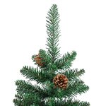 vidaXL Sapin de Noël mince avec bois véritable et cônes vert 180cm PVC