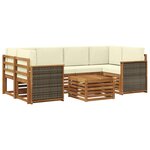vidaXL Ensemble de canapés d'extérieur 7 pc Naturel et Crème