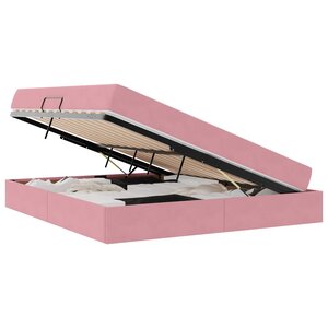 vidaXL Lit avec rangement et matelas Rose 180 x 200 cm Velours