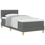 vidaXL Lit à ressorts avec coussin Gris foncé 90 x 190 cm tissu