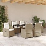 vidaXL Ensemble de salle à manger pour jardin 7 Pièces Beige polyrotin