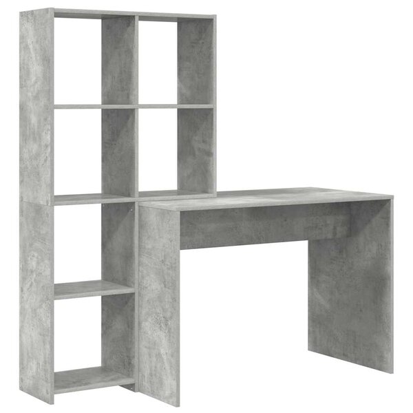 vidaXL Bureau Gris béton 138.5 x 55 x 143 cm Bois d'ingénierie