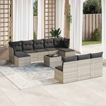 vidaXL Salon de jardin 11 Pièces avec coussins gris clair résine tressée
