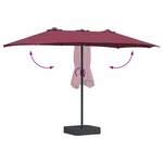 vidaXL Parasol de jardin Rouge bordeaux 385 x 209 x 244 cm tissu