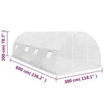 vidaXL Serre 18 m² 600x300x200 cm