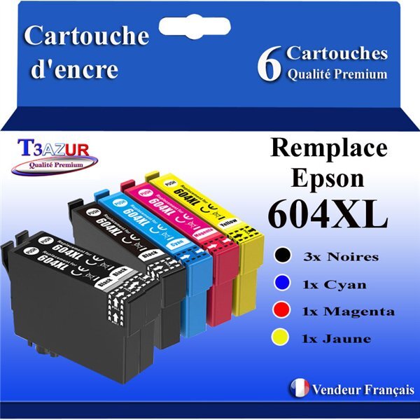 6x Cartouches compatibles avec Epson 604 XL pour Epson WorkForce WF-2910DWF  WF-2930DWF  WF-2935DWF  WF-2950DWF