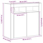 Buffet vidaXL avec lumières LED  Chêne noir  80x35x75 cm  Bois d'ingénierie