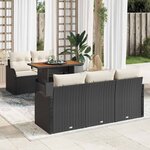 vidaXL Ensemble de canapé de jardin avec coussin 6 Pièces Noir et crème