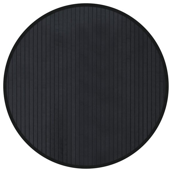 vidaXL Tapis rond noir 60 cm bambou