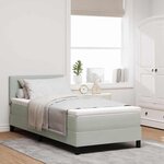 Lit à ressort vidaXL avec matelas et lumière LED Gris clair 90x190 cm Velours