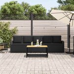 vidaXL Canapé de jardin avec coussins 5 places noir résine tressée