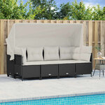 vidaXL Salon de jardin 5 Pièces avec coussins noir résine tressée