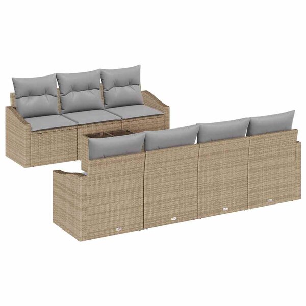 vidaXL Ensemble de canapé de jardin 8 Pièces Beige et Gris clair