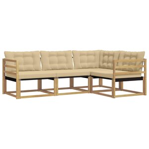 vidaXL Ensemble de canapés d'extérieur 4 pc Blanc et Beige