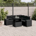 vidaXL Salon de jardin 6 Pièces avec coussins noir résine tressée