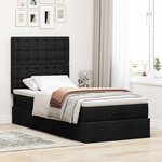vidaXL Cadre de lit ottoman avec matelas noir 80x200 cm tissu