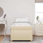 vidaXL Cadre de lit avec matelas Crème 90 x 200 cm tissu
