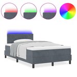 Lit à ressort vidaXL avec matelas et LED Gris foncé 120x190 cm en velours