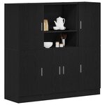 vidaXL Ensemble d'armoires de cuisine 3 Pièces noir bois d'ingénierie