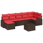 vidaXL Ensemble de Canapés 8 Pièces Marron et rouge polyrotin