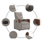 vidaXL Fauteuil inclinable électrique Taupe Tissu
