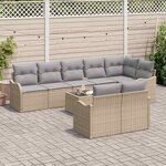 vidaXL Ensemble de canapé de jardin 9 Pièces Beige polyrotin
