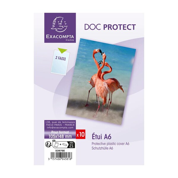 Sachet De 10 Étuis De Protection Simple Pvc Lisse 20/100e - A6 - Cristal - Exacompta