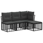 vidaXL Ensemble de canapés d'extérieur Noir Polyester