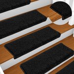 vidaXL Tapis d'escalier 10 pièces 65 x 21 x 4 cm Noir Bord rectangulaire