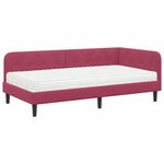 vidaXL Cadre de lit d'angle avec matelas Bordeaux 100 x 200 cm Velours