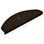 vidaXL Tapis d'escalier autocollants 15Pièces Marron 65x21x4cm Aiguilleté