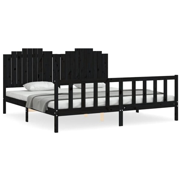 vidaXL Cadre de lit sans matelas noir 200x200 cm bois massif de pin