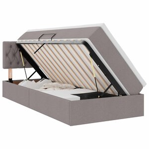 vidaXL Lit avec rangement et LED avec matelas Taupe 90 x 200 cm tissu
